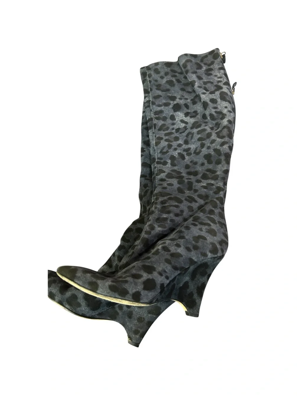 Kate Spade Women's Over-the-Knee Leopard Print Stretch Boots — Black